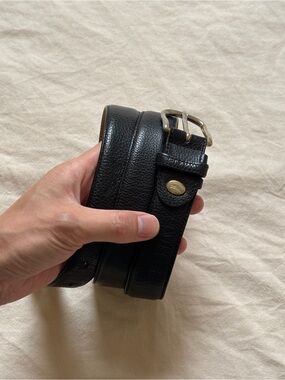 Longchamp Black Leather Dress Belt Size 38